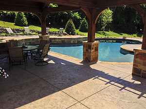 st louis pool construction, custom concrete pool, stamped concrete patio