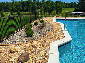 st louis pool construction, custom concrete pool, fence