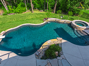 freeform st. louis custom designed concrete pool with spa and diving board
