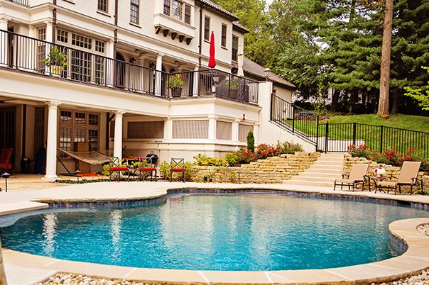 Pool With Jump Board and Flagstone Coping