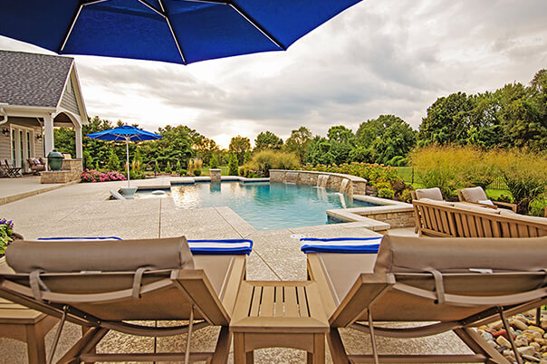 Pool with Large Tanning Ledge and Sheer Descents