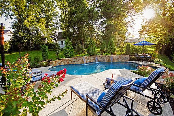 Pool with Raised Wall and Sheer Descents