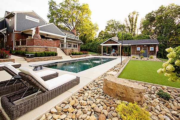 Pool with Jump Board and Water Crystal Jets