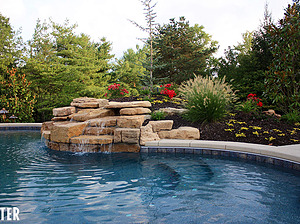 landscape design, st. louis landscape, after, boulder water feature