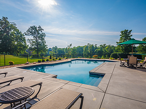 st. louis custom designed geometric pool with cantilever coping and gravel planting beds